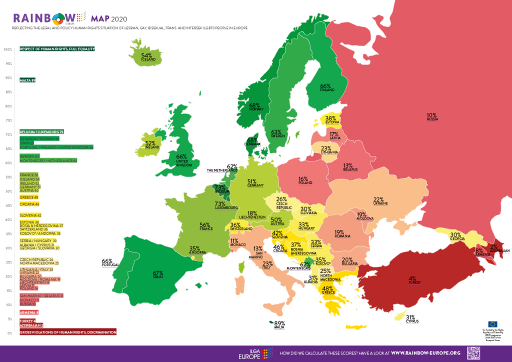Rainbow Europe Map 2020