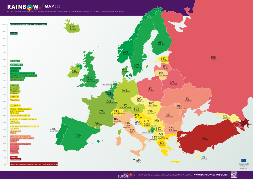 Rainbow Europe Map and Index 2021 - ILGA-Europe