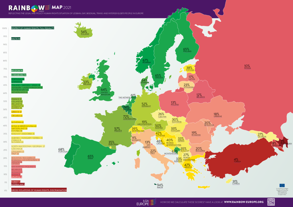 Rainbow Europe Map and Index 2023