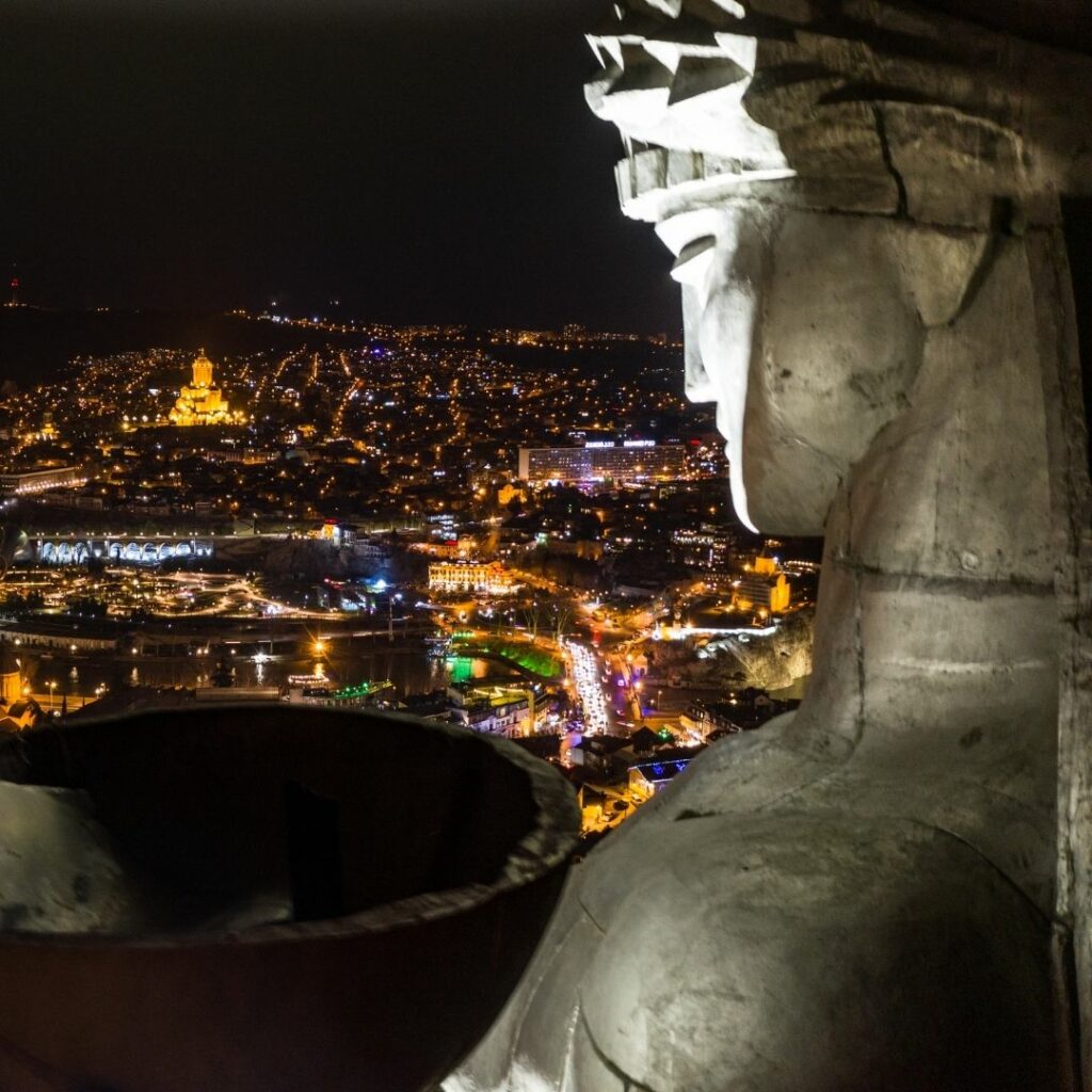 Statue looking over the city of Tblisi in Georgia